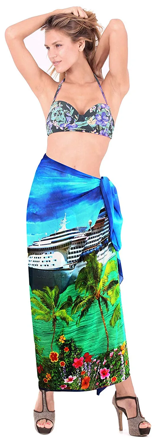 LA LEELA Women's Bikini Wrap Cover up Swimsuit Dress Sarong Digital Plus Size