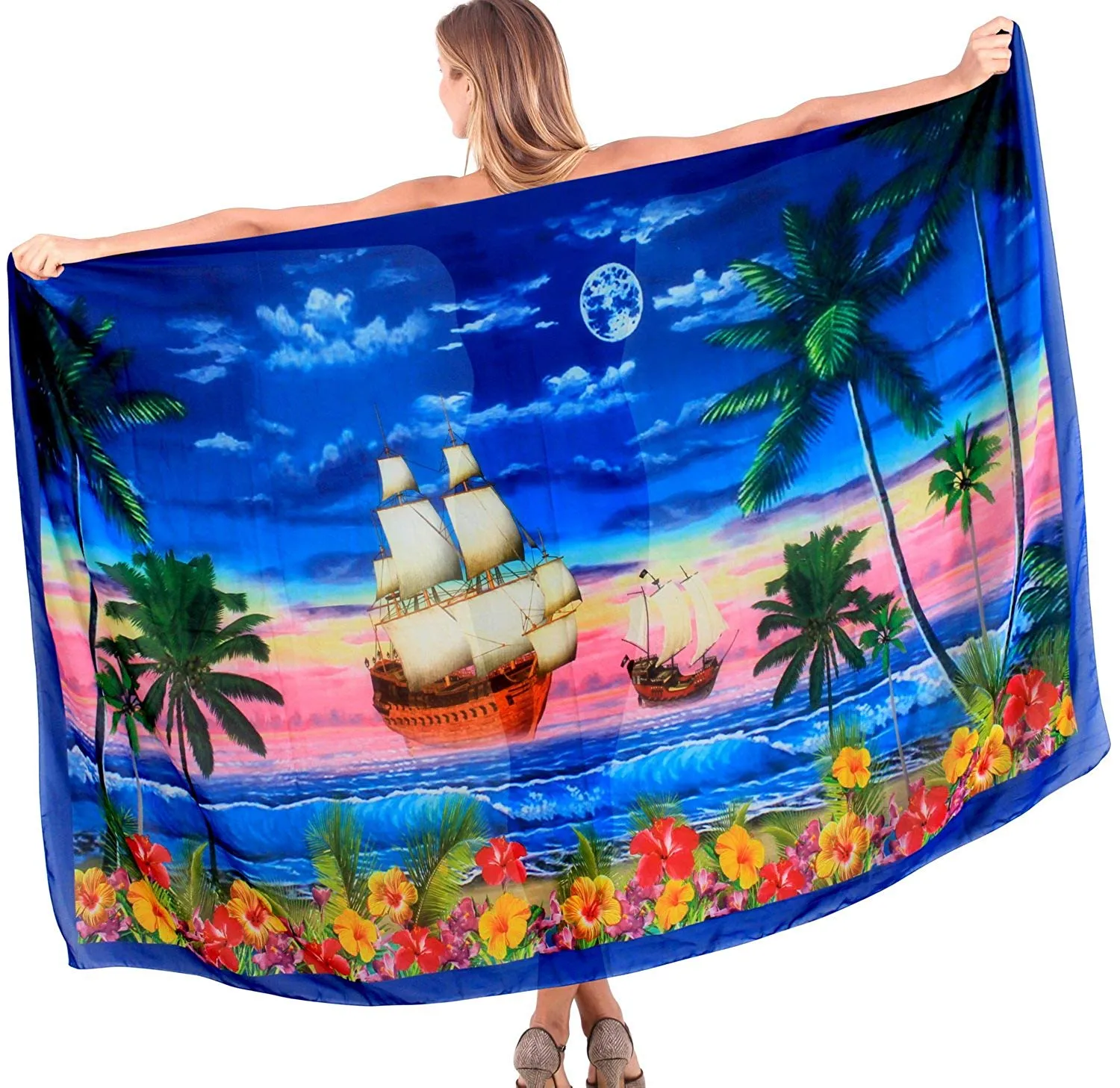 LA LEELA Women's Bikini Wrap Cover up Swimsuit Dress Sarong Digital Plus Size
