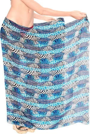 La Leela Women's Hawaiian Bikini Beach Wrap Sheer Sarong Swimming Bathing suit Beachwear Swim Dress Pareo Cover up Long 78"X42"  Blue 912132