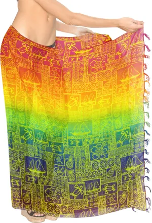La Leela Women's Hawaiian Bikini Beach Wrap Sheer Sarong Swimming Bathing suit Beachwear Swim Dress Pareo Cover up Long 78"X42"  Orange 912137