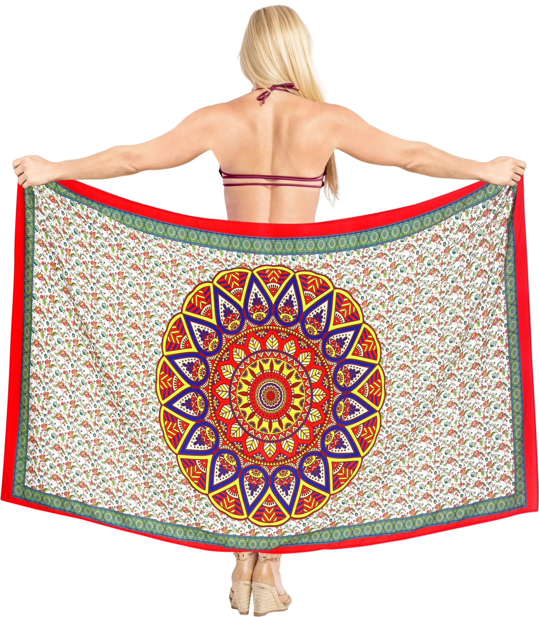 La Leela Women's Hawaiian Bikini Beach Wrap Sheer Sarong Swimming Bathing suit Beachwear Swim Dress Pareo Cover up Long 78"X42"  White 909671