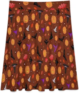 Landscape House Sunflowers Midi Skirts Women Fall Long Skirt Party Office Travel Soft Knee Length Casual Ruffle Skirt