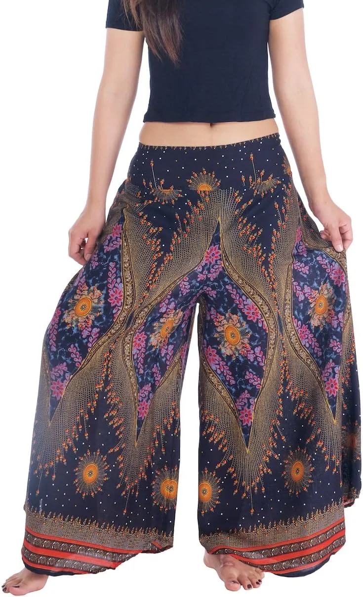 Lannaclothesdesign Palazzo Pants for Women Wide Leg Boho Harem Yoga Pants S M L XL Sizes