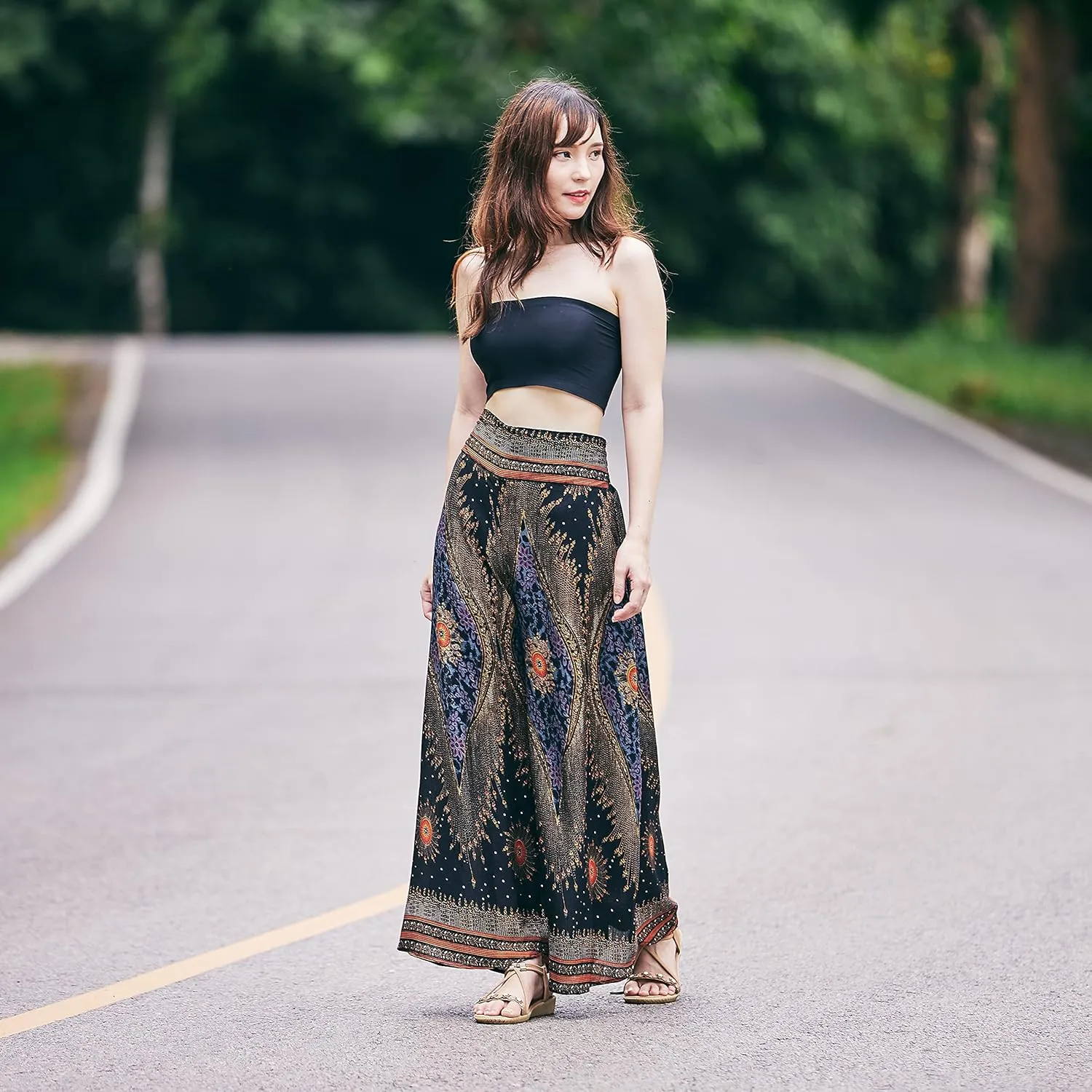 Lannaclothesdesign Palazzo Pants for Women Wide Leg Boho Harem Yoga Pants S M L XL Sizes