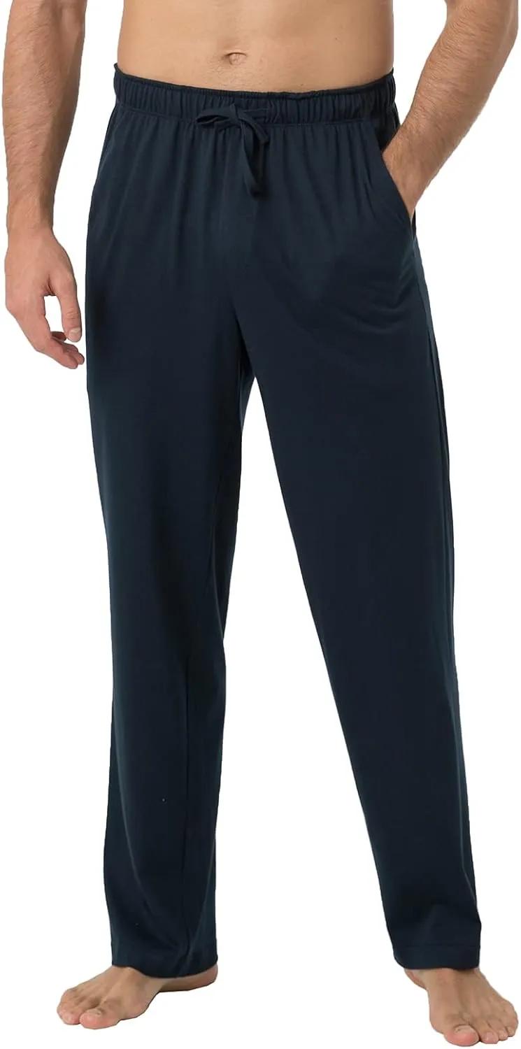 LAPASA Men's Soft Knit Pajama Sets Comfy Sleepwear Loungewear PJ Top Long Sleeve Bottoms Pant with Pocket Meditation M23/M100