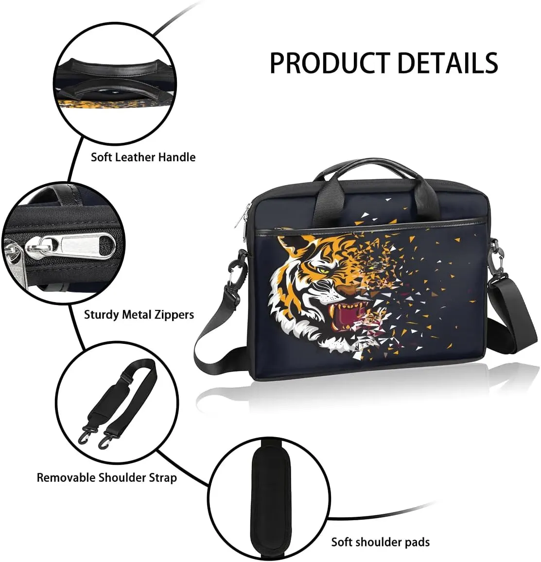 Laptop Bag for Women Men, 15.6 inch Messenger Shoulder Bags, Water Resistant Computer Bag Sleeve