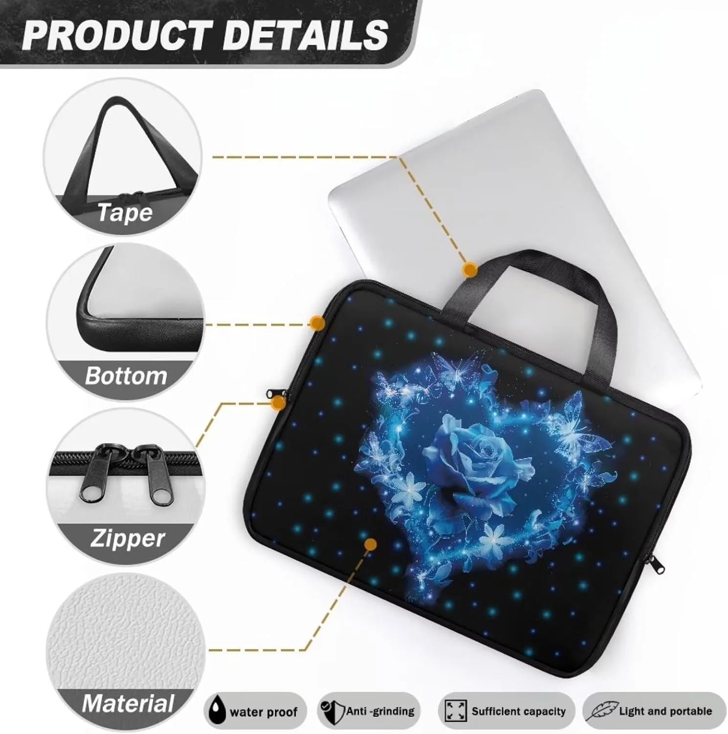 Laptop Carrying Case Pu Leather Laptop Bag Leather for Women Water-Resistant Leather Laptop Ba