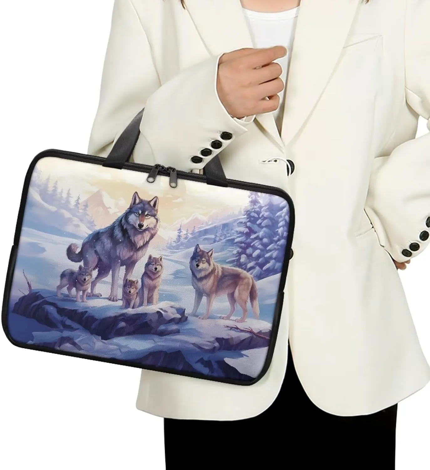 Laptop Carrying Case Pu Leather Laptop Bag Leather for Women Water-Resistant Leather Laptop Ba