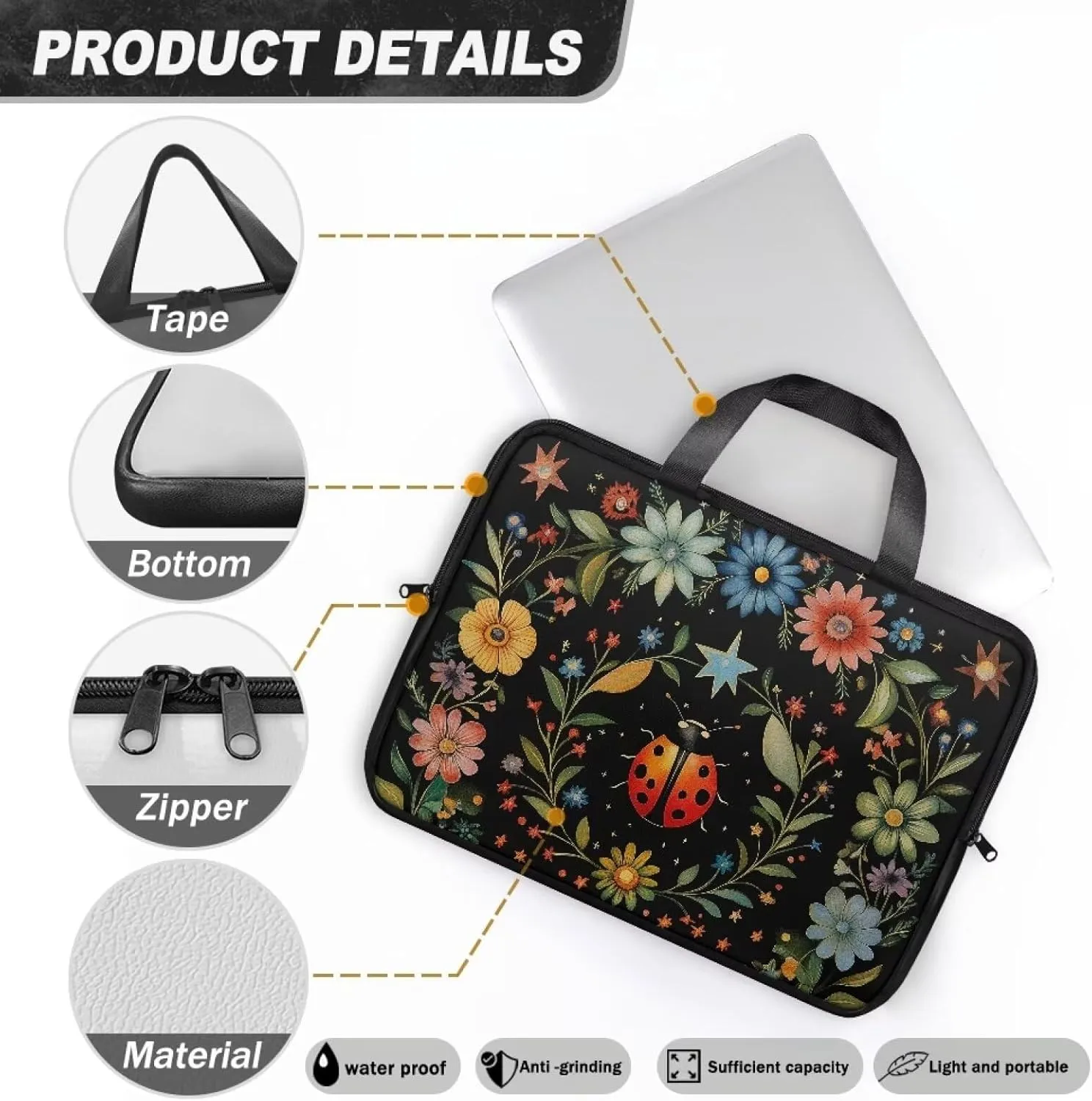Laptop Carrying Case Pu Leather Laptop Bag Leather for Women Water-Resistant Leather Laptop Ba