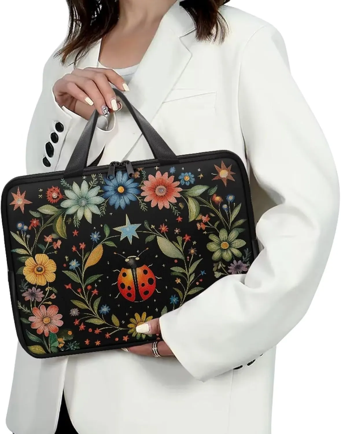 Laptop Carrying Case Pu Leather Laptop Bag Leather for Women Water-Resistant Leather Laptop Ba