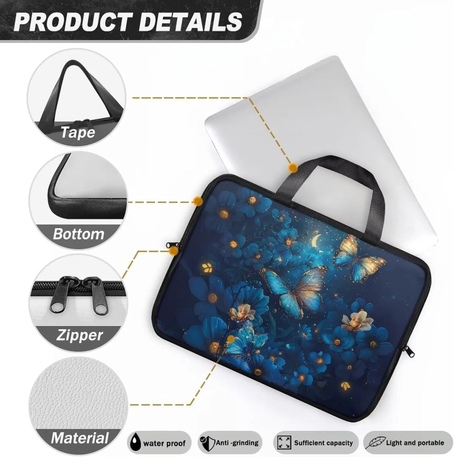 Laptop Carrying Case Pu Leather Laptop Bag Leather for Women Water-Resistant Leather Laptop Ba