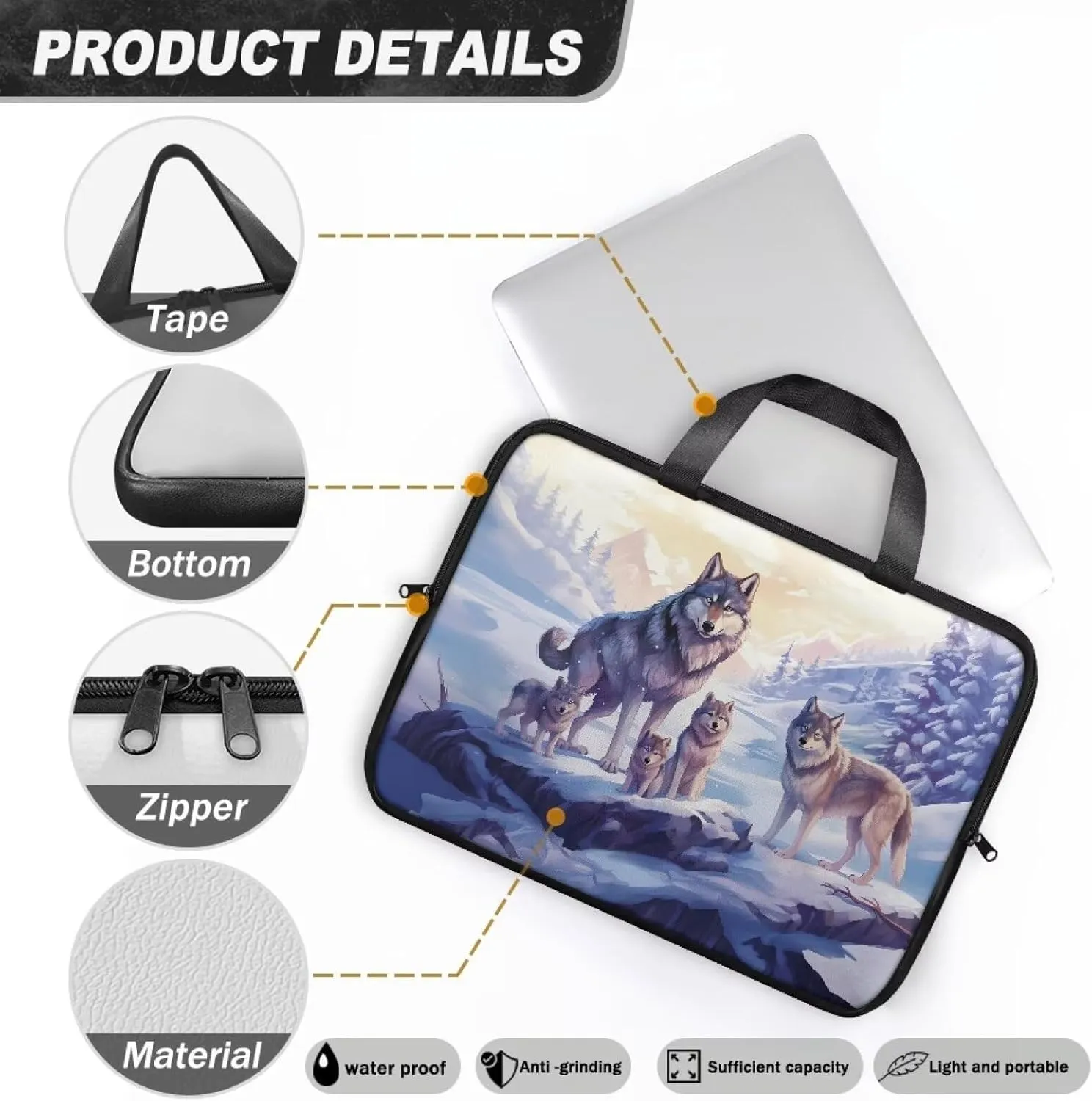 Laptop Carrying Case Pu Leather Laptop Bag Leather for Women Water-Resistant Leather Laptop Ba