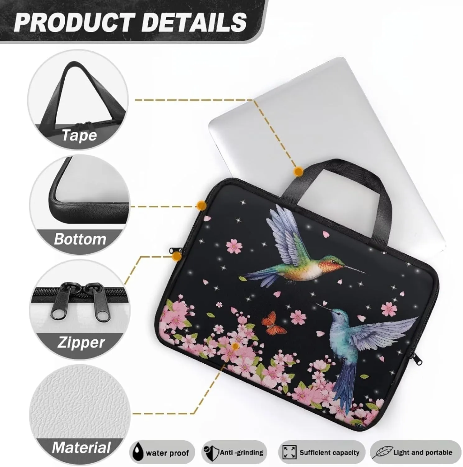 Laptop Carrying Case Pu Leather Laptop Bag Leather for Women Water-Resistant Leather Laptop Ba