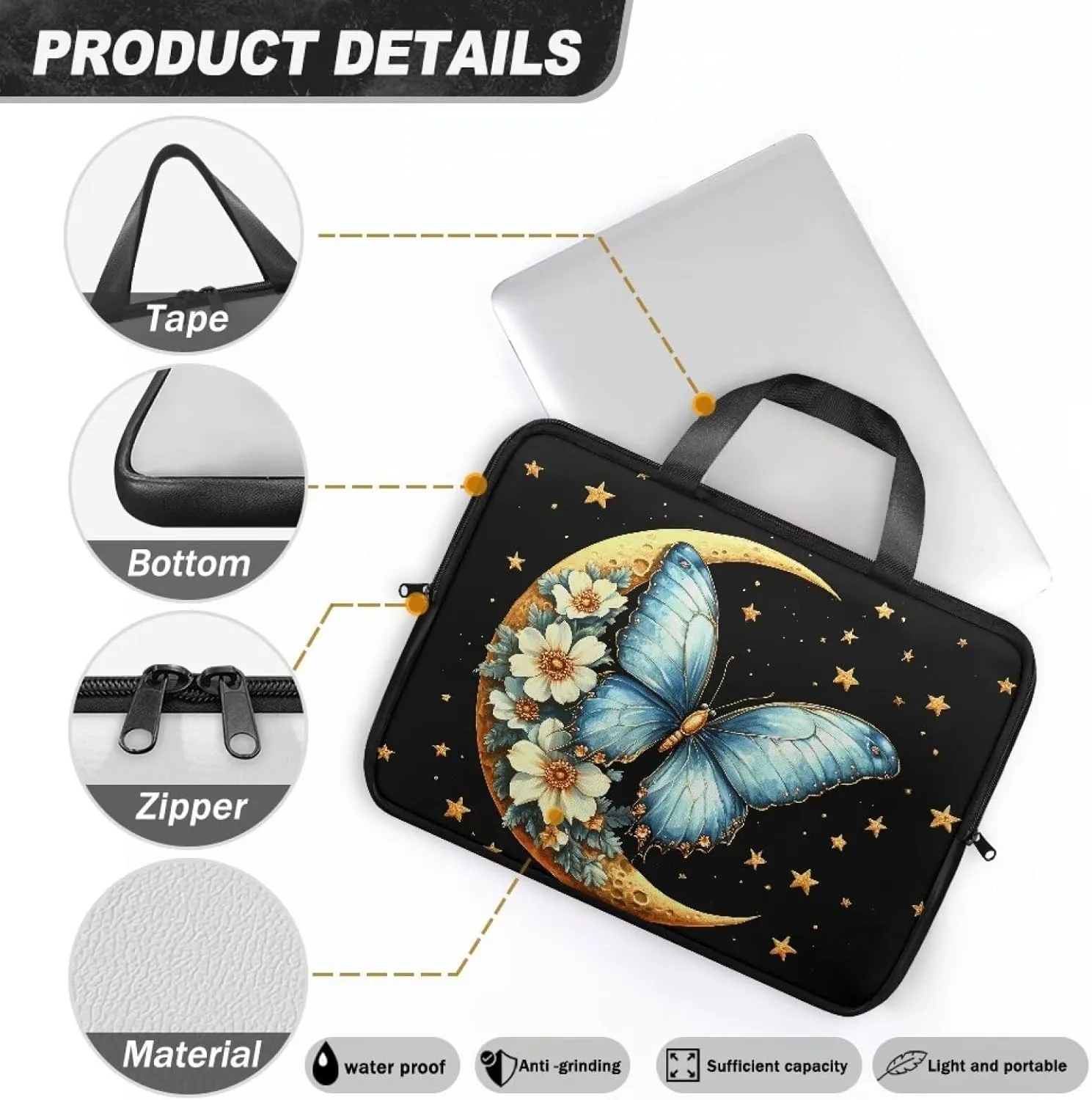 Laptop Carrying Case Pu Leather Laptop Bag Leather for Women Water-Resistant Leather Laptop Ba
