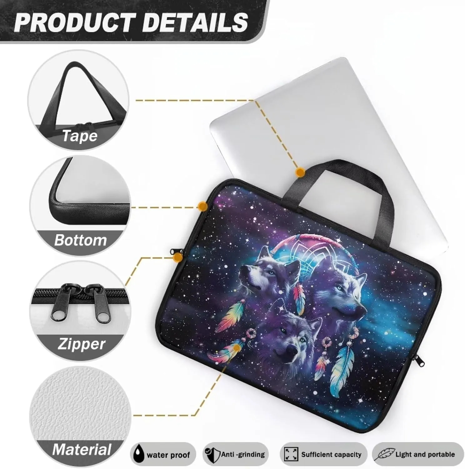 Laptop Carrying Case Pu Leather Laptop Bag Leather for Women Water-Resistant Leather Laptop Ba