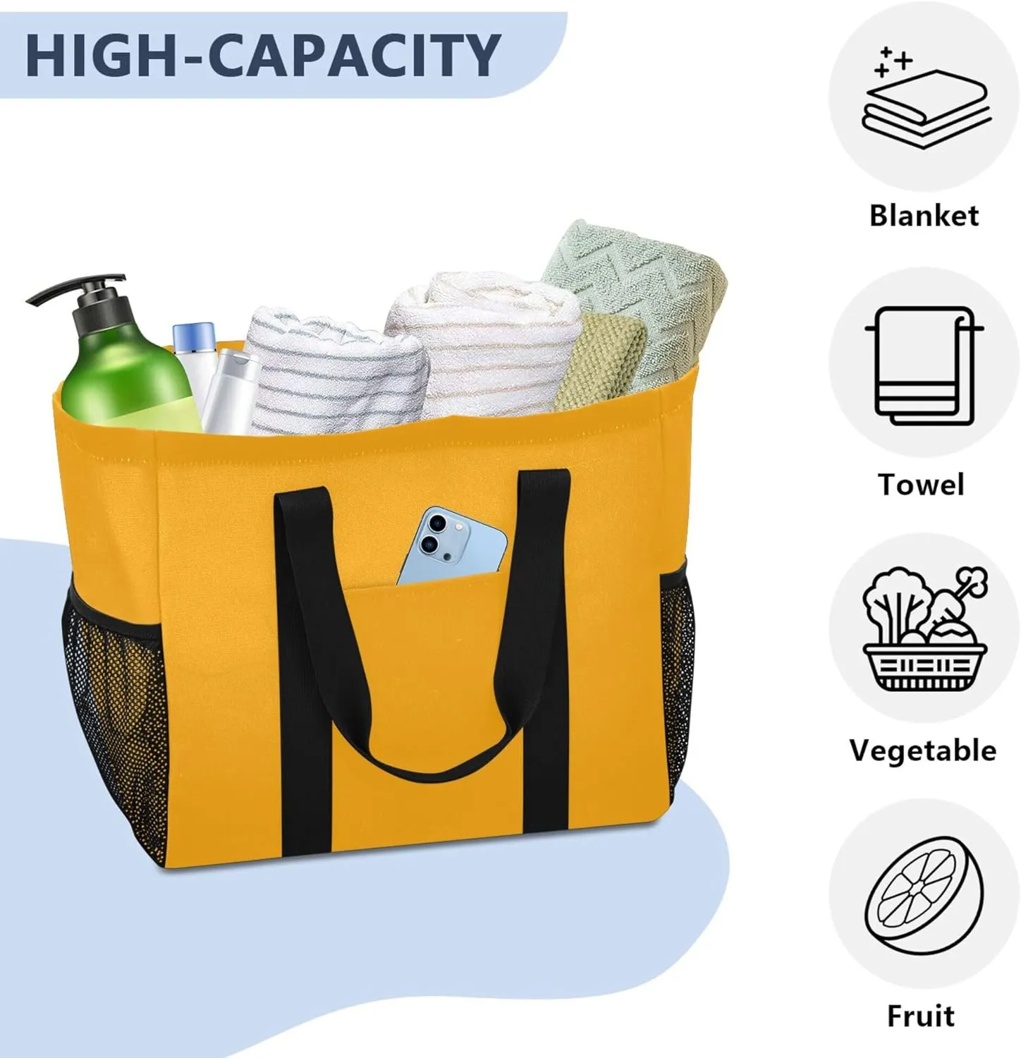 Large Utility Tote Bag For Women Foldable Large Beach Bag Water Resistant Canvas Laundry Tote