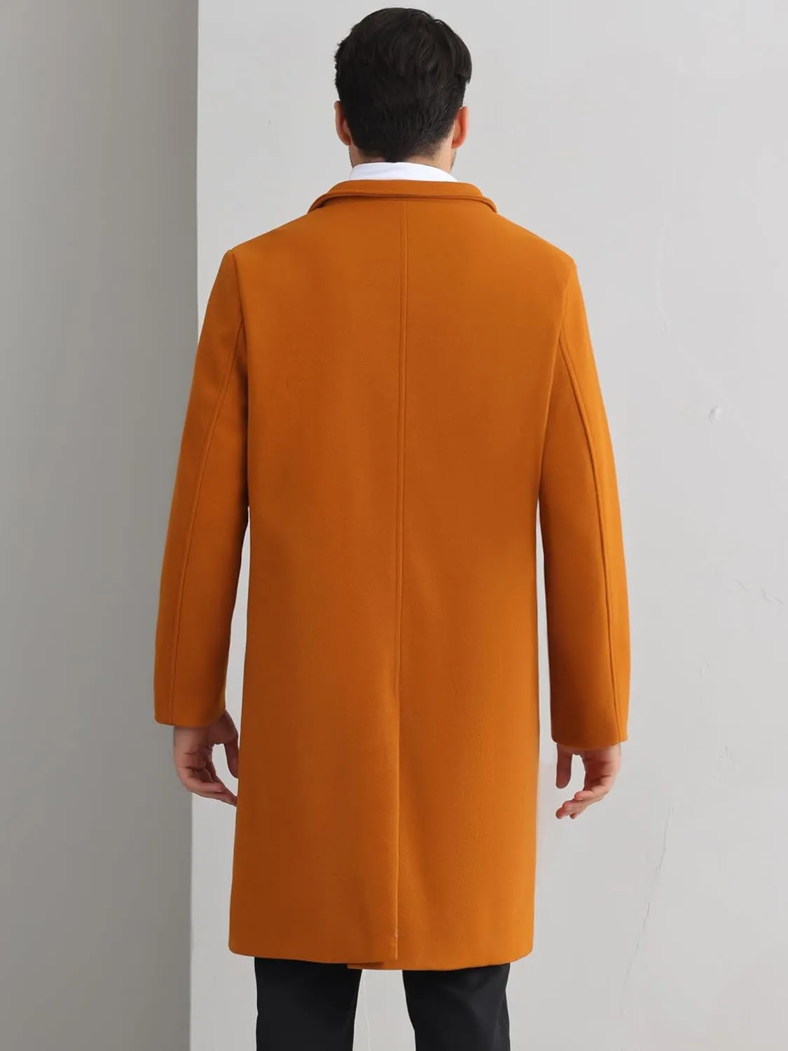 Lars Amadeus Overcoat for Men's Double Breasted Notched Collar Warm Winter Business Long Trench Coat with Pockets