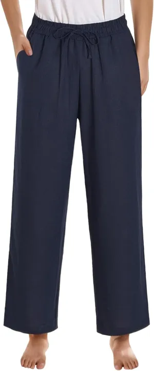 Latuza Women's Petite Length Linen Pants Wide Leg Lounge Pants