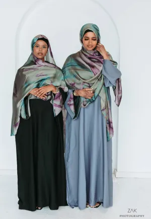 lavender Water Color Abaya Set