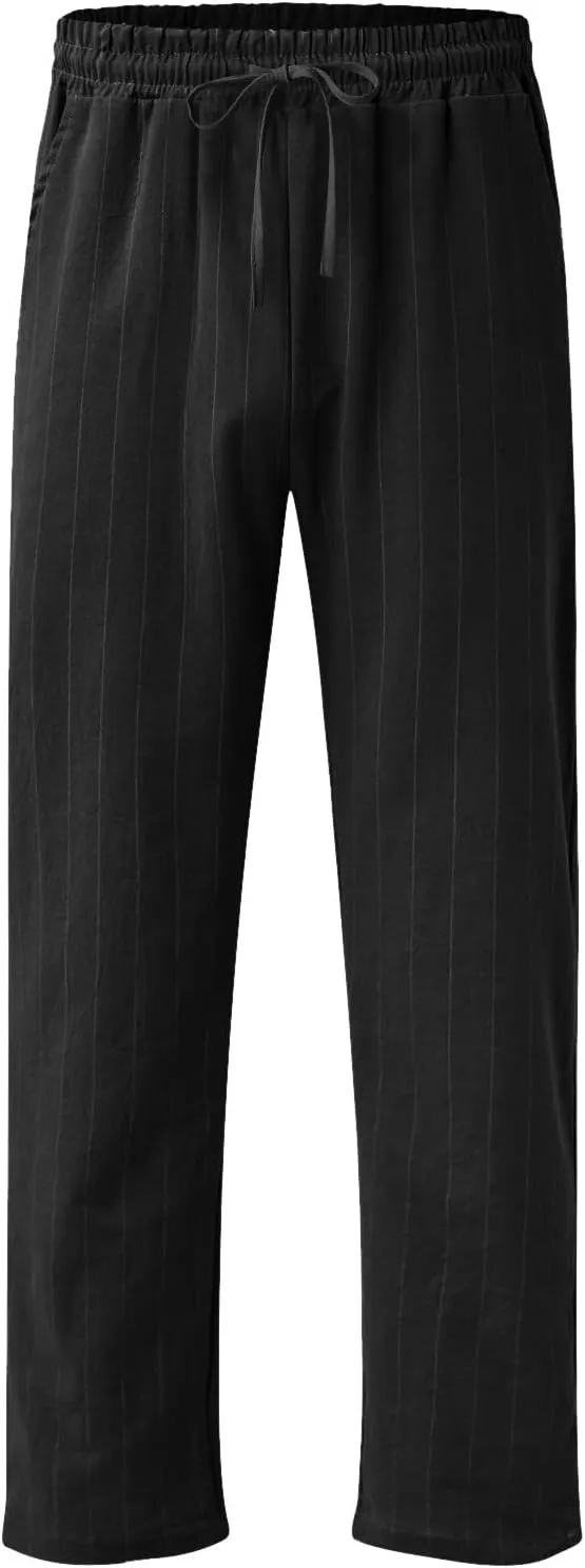 LCMTWX Men Sweatpants Summer Pinstripe Cotton and Casual Sports Pants Athletic Loose Fit Mens Pants Baggy Sweatpants