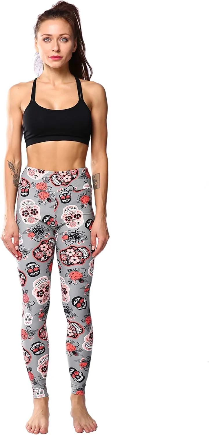 Leggings for Women Printed High Waist Ultra Soft Yoga Pants Comfy Workout Fashion Leggings -REG/Plus-150 Colors