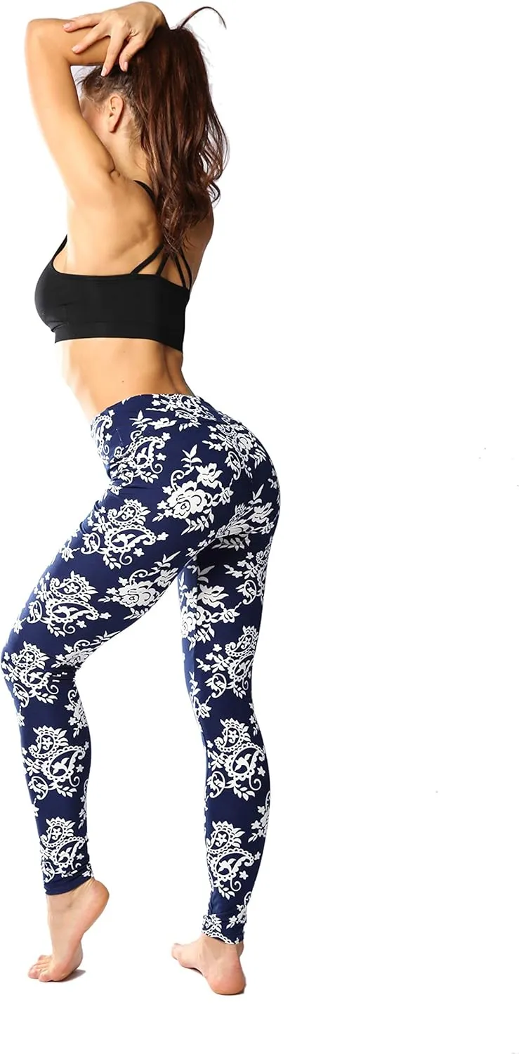 Leggings for Women Printed High Waist Ultra Soft Yoga Pants Comfy Workout Fashion Leggings -REG/Plus-150 Colors