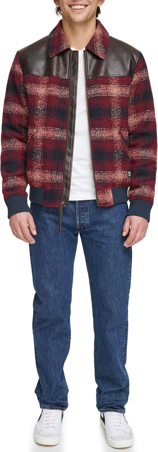 Levi's Men's Mixed Media Western Plaid Bomber Jacket