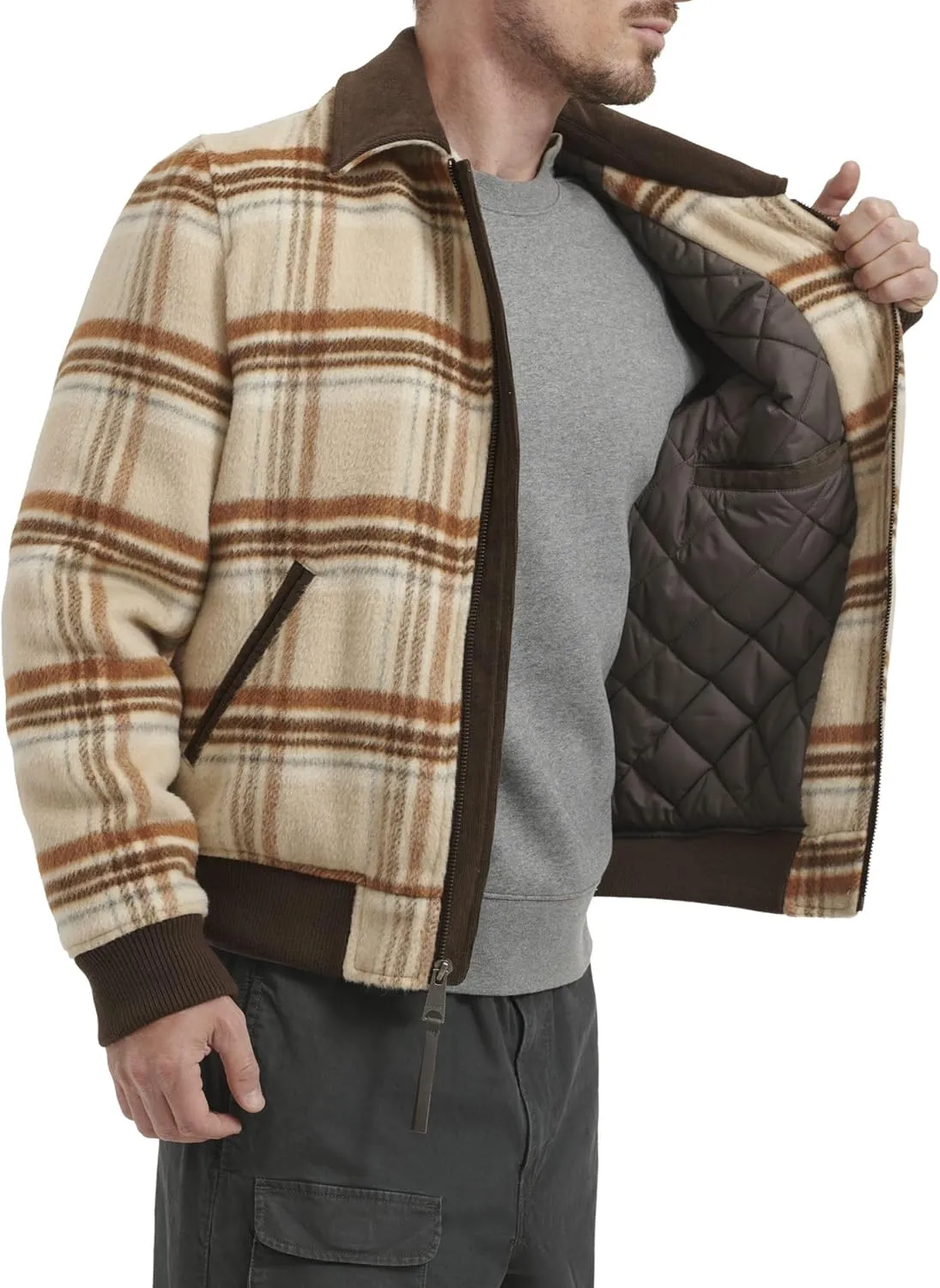 Levi's Men's Mixed Media Western Plaid Bomber Jacket