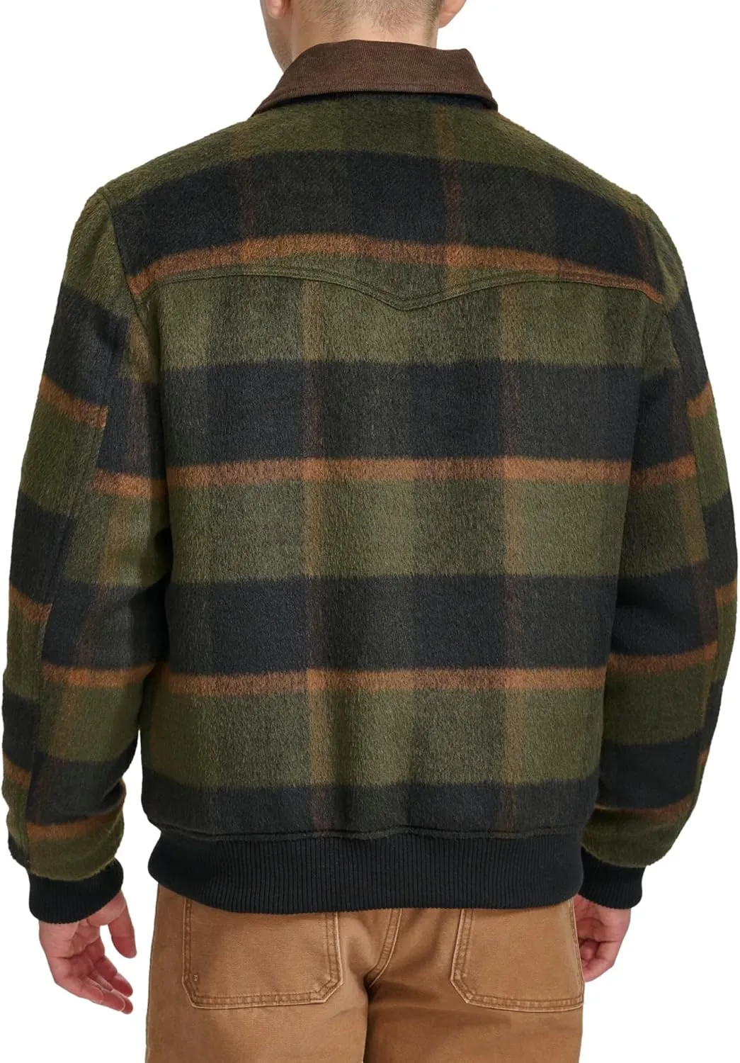 Levi's Men's Mixed Media Western Plaid Bomber Jacket