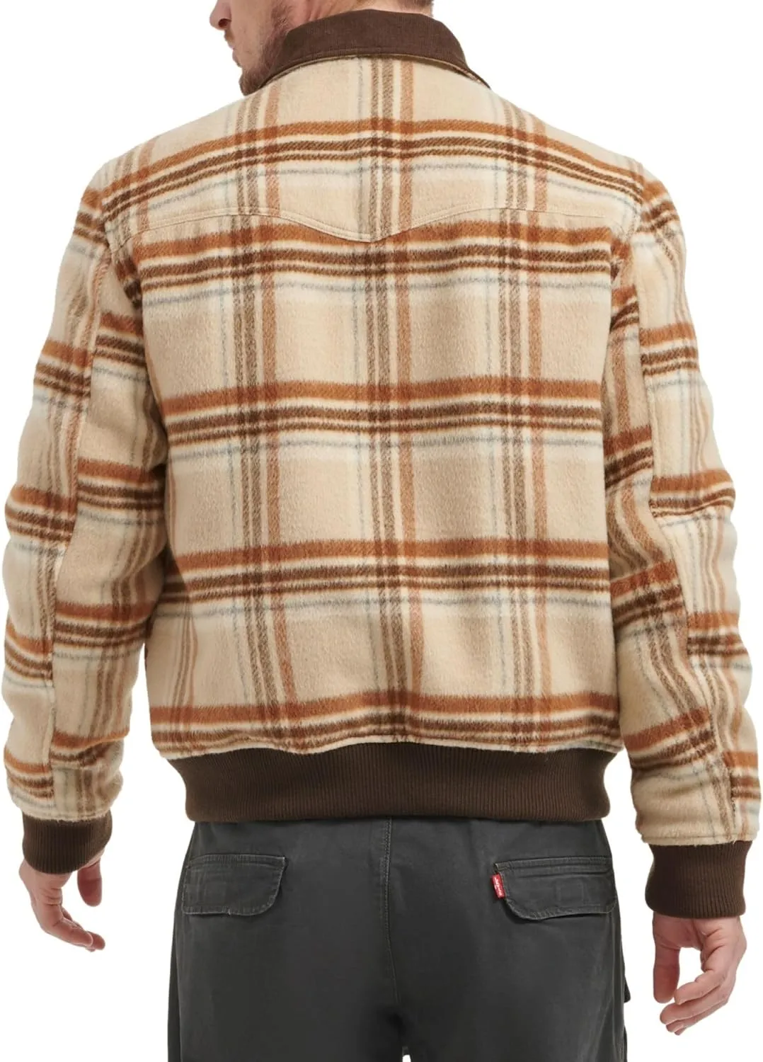 Levi's Men's Mixed Media Western Plaid Bomber Jacket