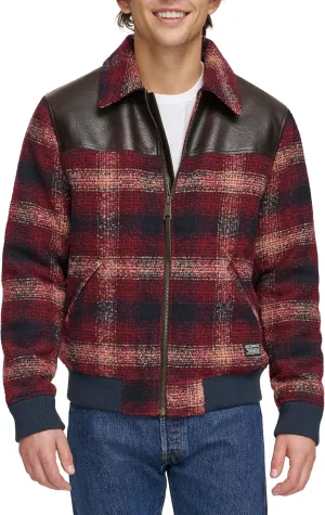Levi's Men's Mixed Media Western Plaid Bomber Jacket