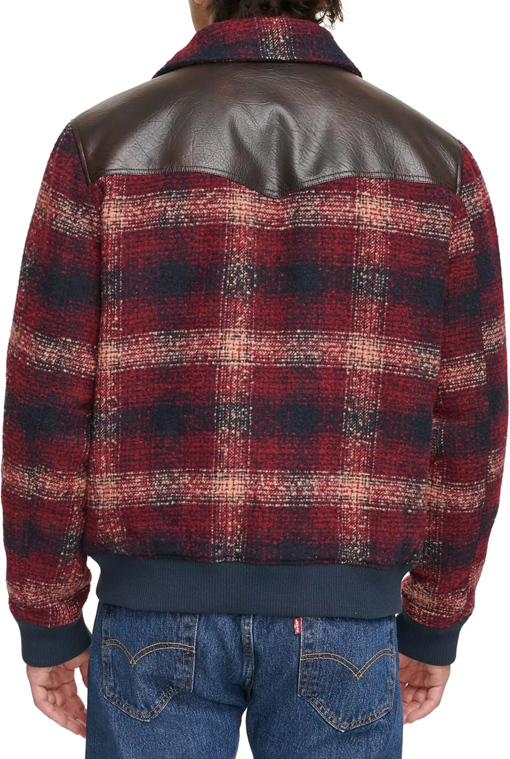 Levi's Men's Mixed Media Western Plaid Bomber Jacket