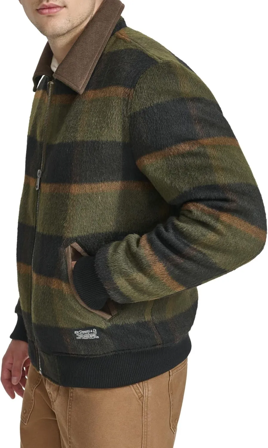 Levi's Men's Mixed Media Western Plaid Bomber Jacket