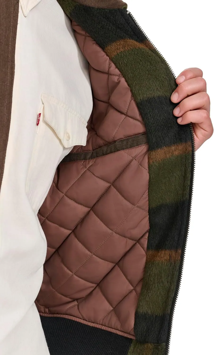 Levi's Men's Mixed Media Western Plaid Bomber Jacket