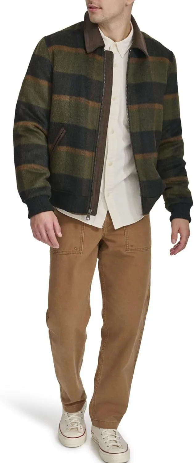 Levi's Men's Mixed Media Western Plaid Bomber Jacket