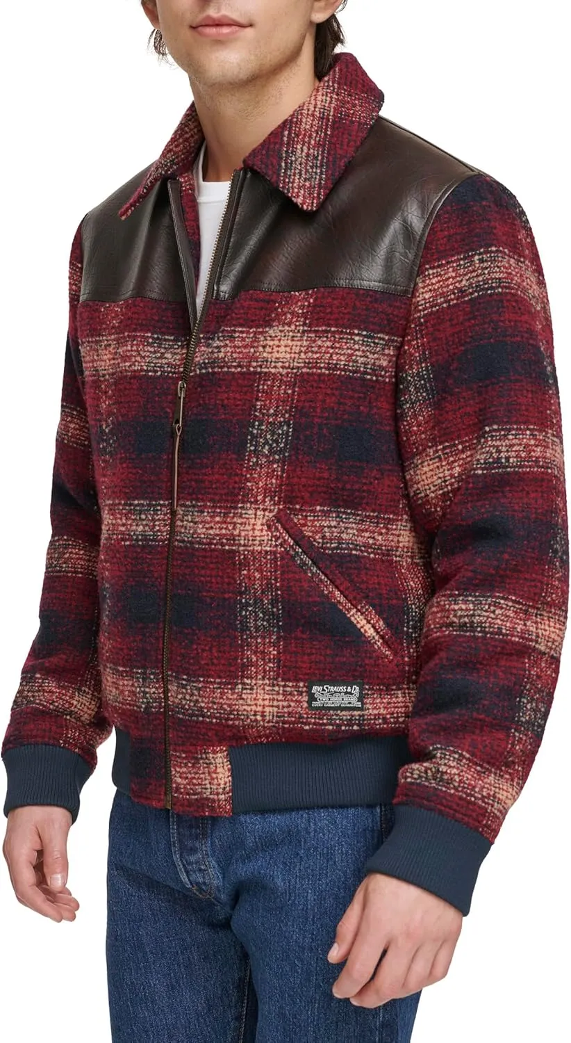 Levi's Men's Mixed Media Western Plaid Bomber Jacket