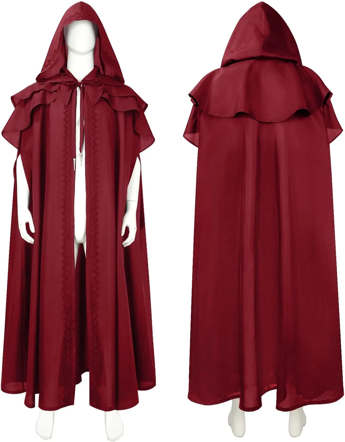 Lmdudan Unisex Cloak Capes Halloween Renaissance Medieval Party Cosplay Costume Hooded Robe Cloak Cape Goth Witches Robes