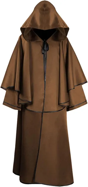 Lmdudan Unisex Renaissance Medieval Long Robe 2023 Halloween Role Play Cape Costume Tunic Hooded Robes Halloween Hooded Cloak