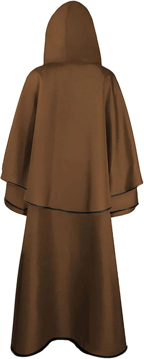 Lmdudan Unisex Renaissance Medieval Long Robe 2023 Halloween Role Play Cape Costume Tunic Hooded Robes Halloween Hooded Cloak