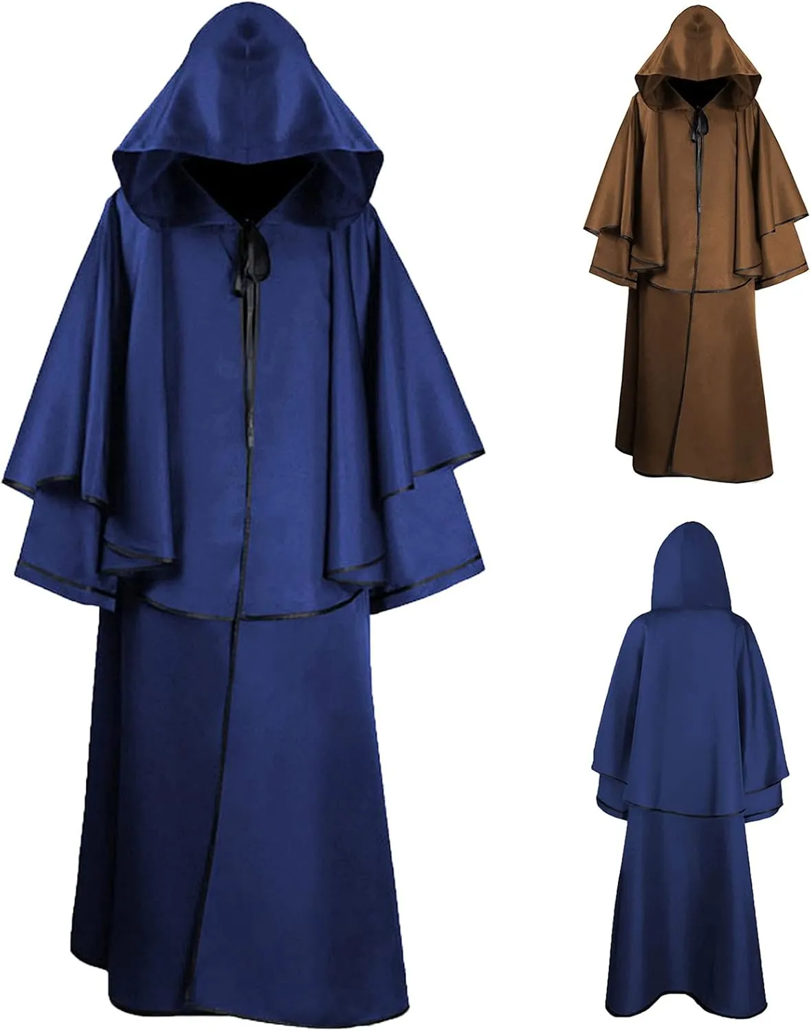 Lmdudan Unisex Renaissance Medieval Long Robe 2023 Halloween Role Play Cape Costume Tunic Hooded Robes Halloween Hooded Cloak