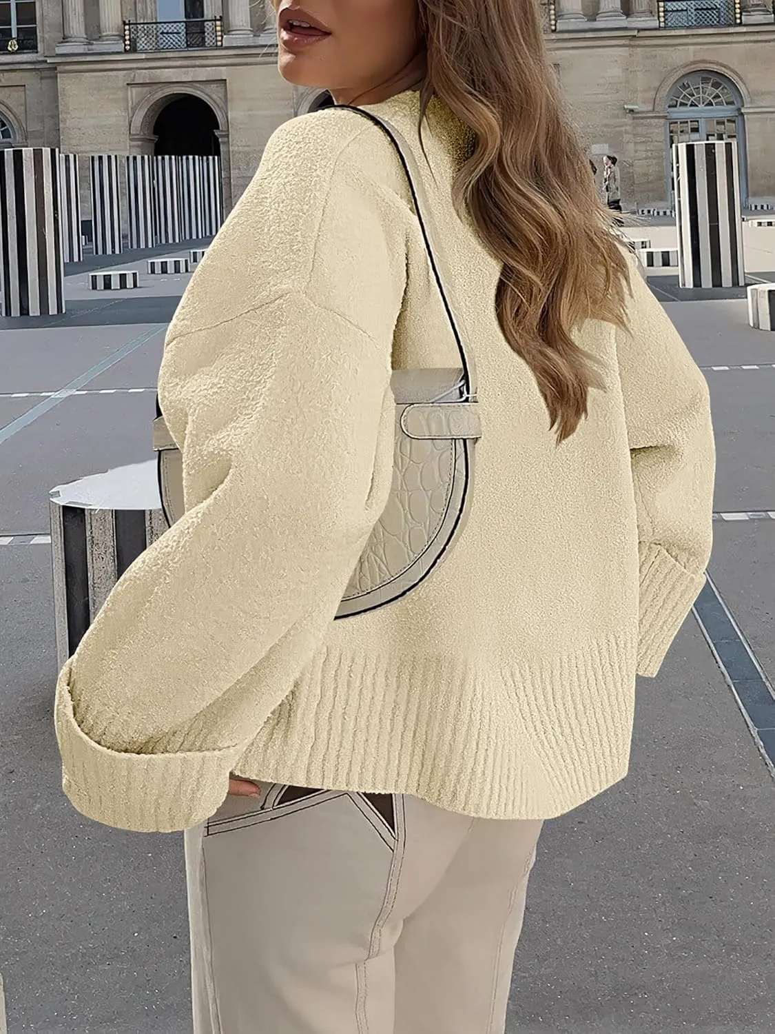 LOGENE Women's Oversized Sweater Crewneck Long Sleeve Soft Fuzzy Knit Pullover Sweaters 2024 Winter Fashion Warm Tops Clothes