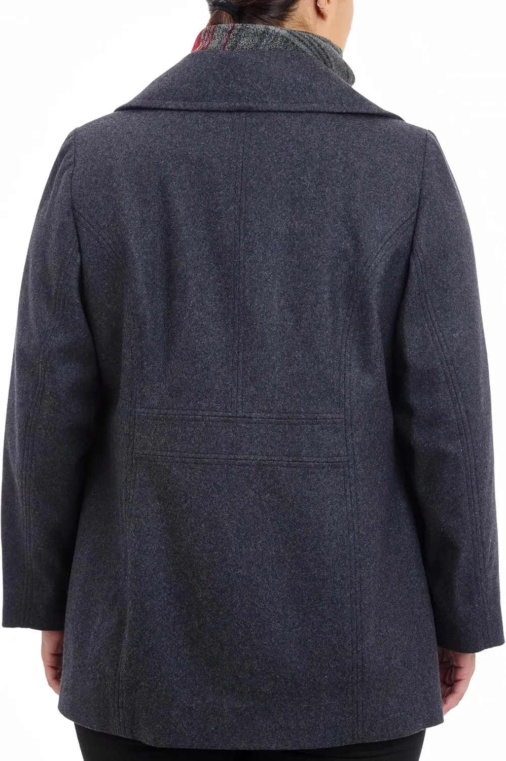 LONDON FOG Women's Plus-Size Double Breasted Peacoat with Scarf