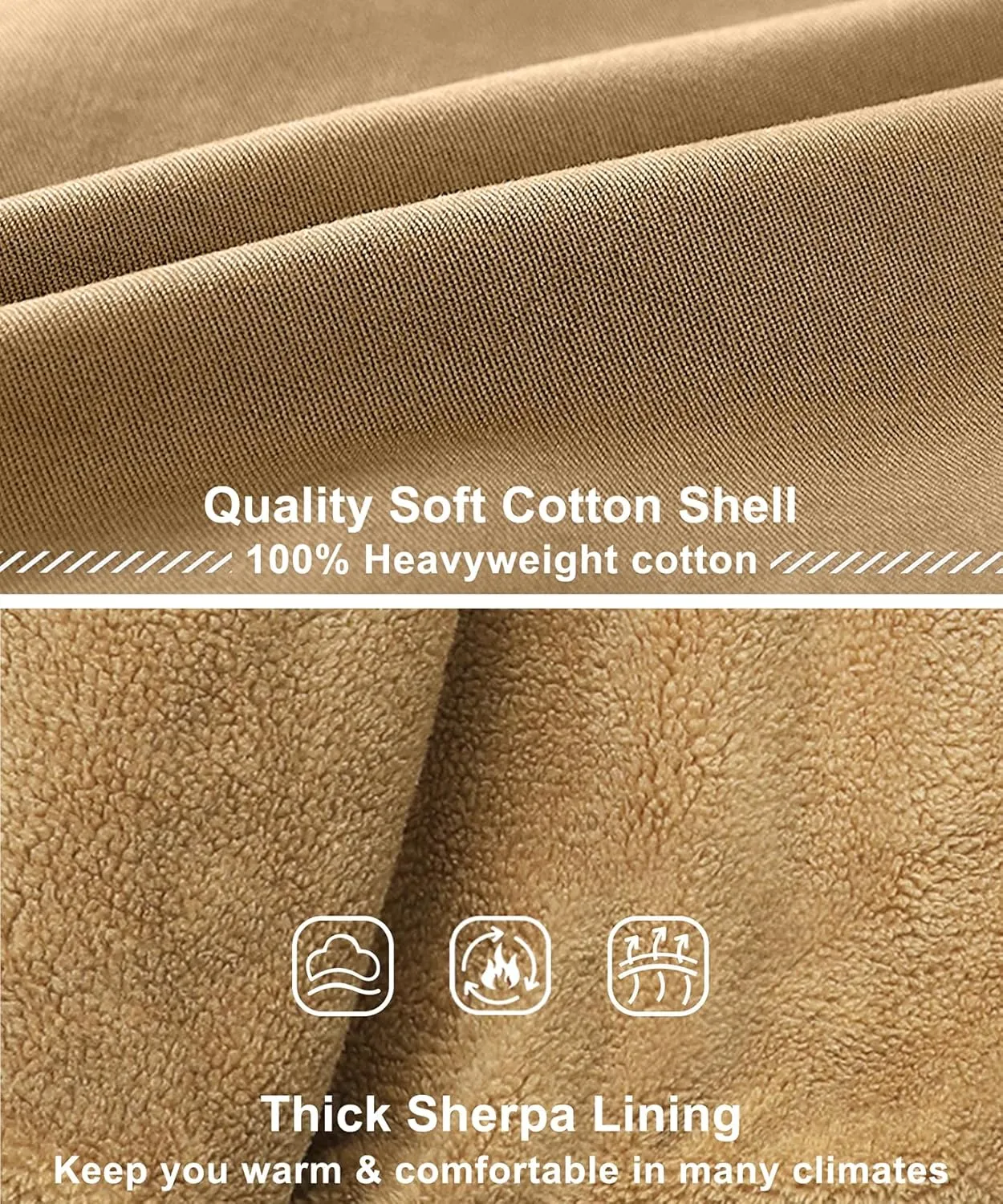 LOUECHY Men's Washed Cotton Military Jacket Sherpa Lined Utility Jacket Thick Warm Winter Jacket