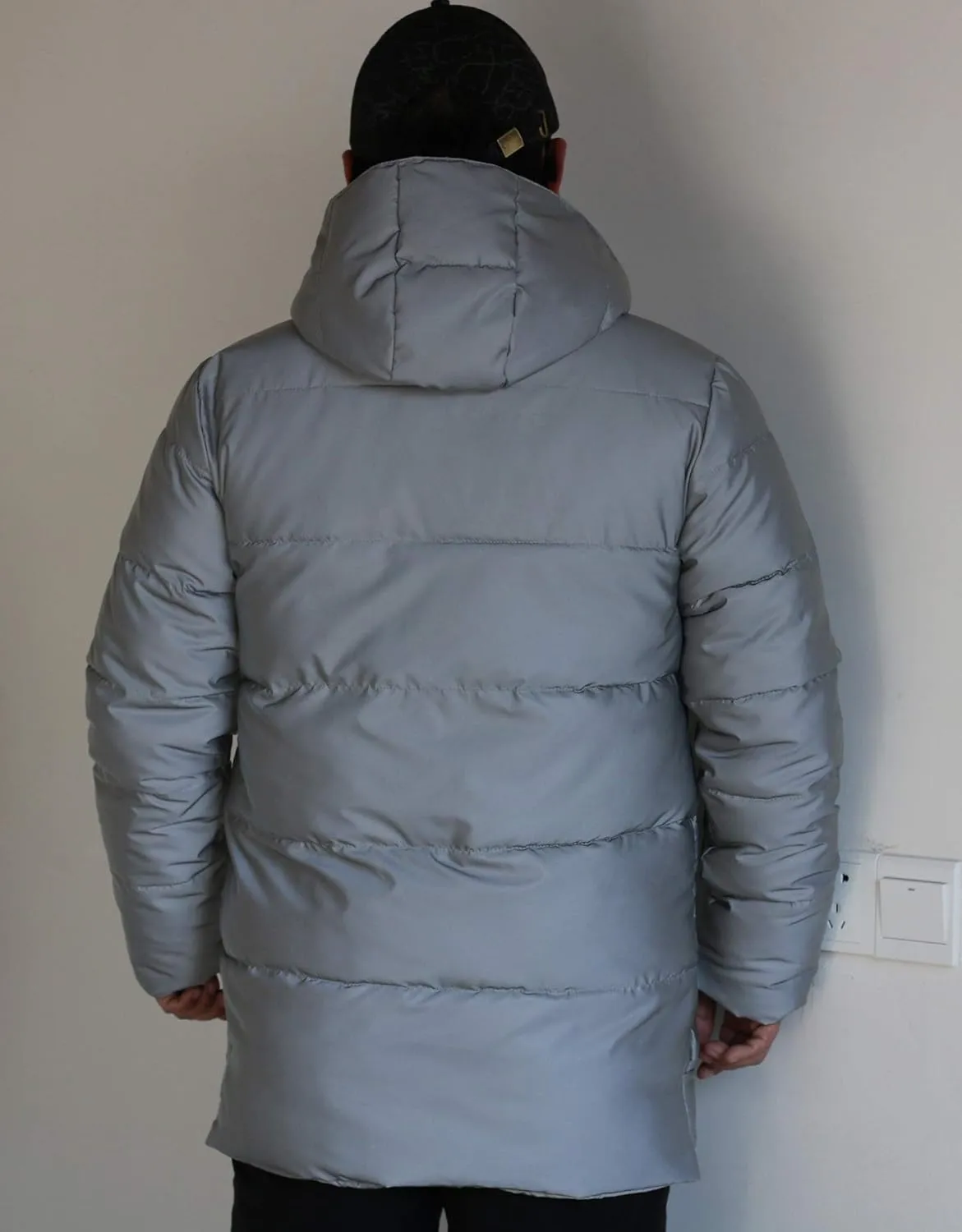 LZLRUN Rainbow Reflective Winter Down Jacket Coat Thick Warm Cotton Windbreaker Hooded