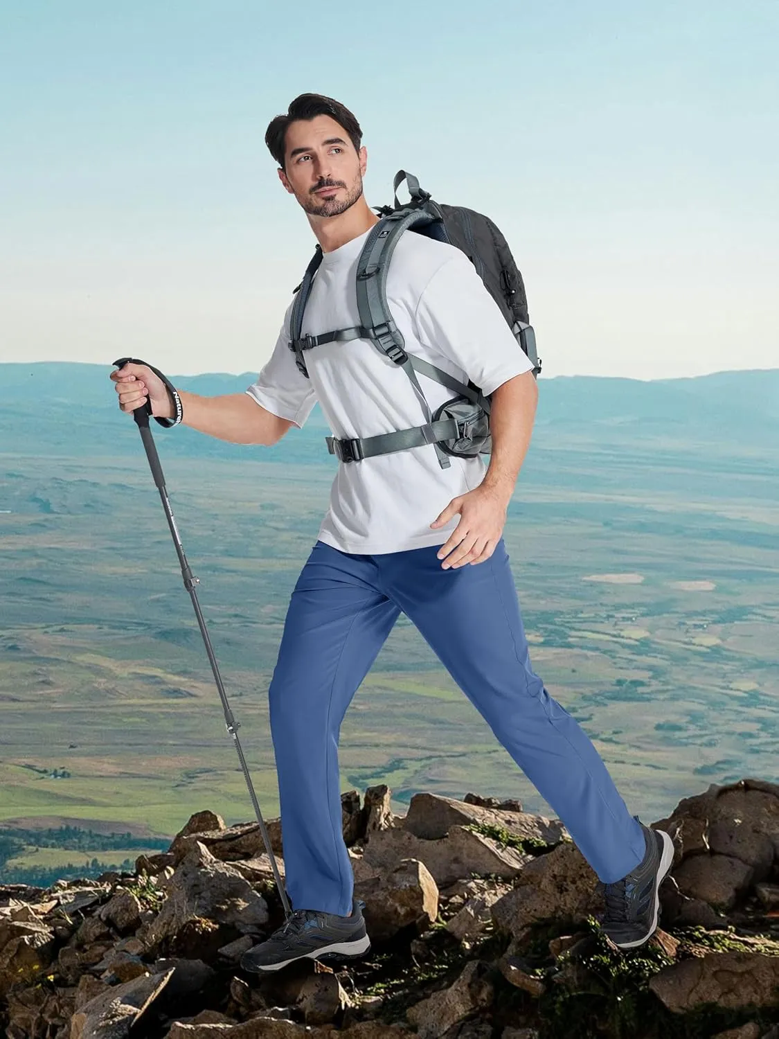MAGCOMSEN Mens Hiking Pants Quick Dry Lightweight Water Resistant Outdoor Pants with 3 Zipper Pockets