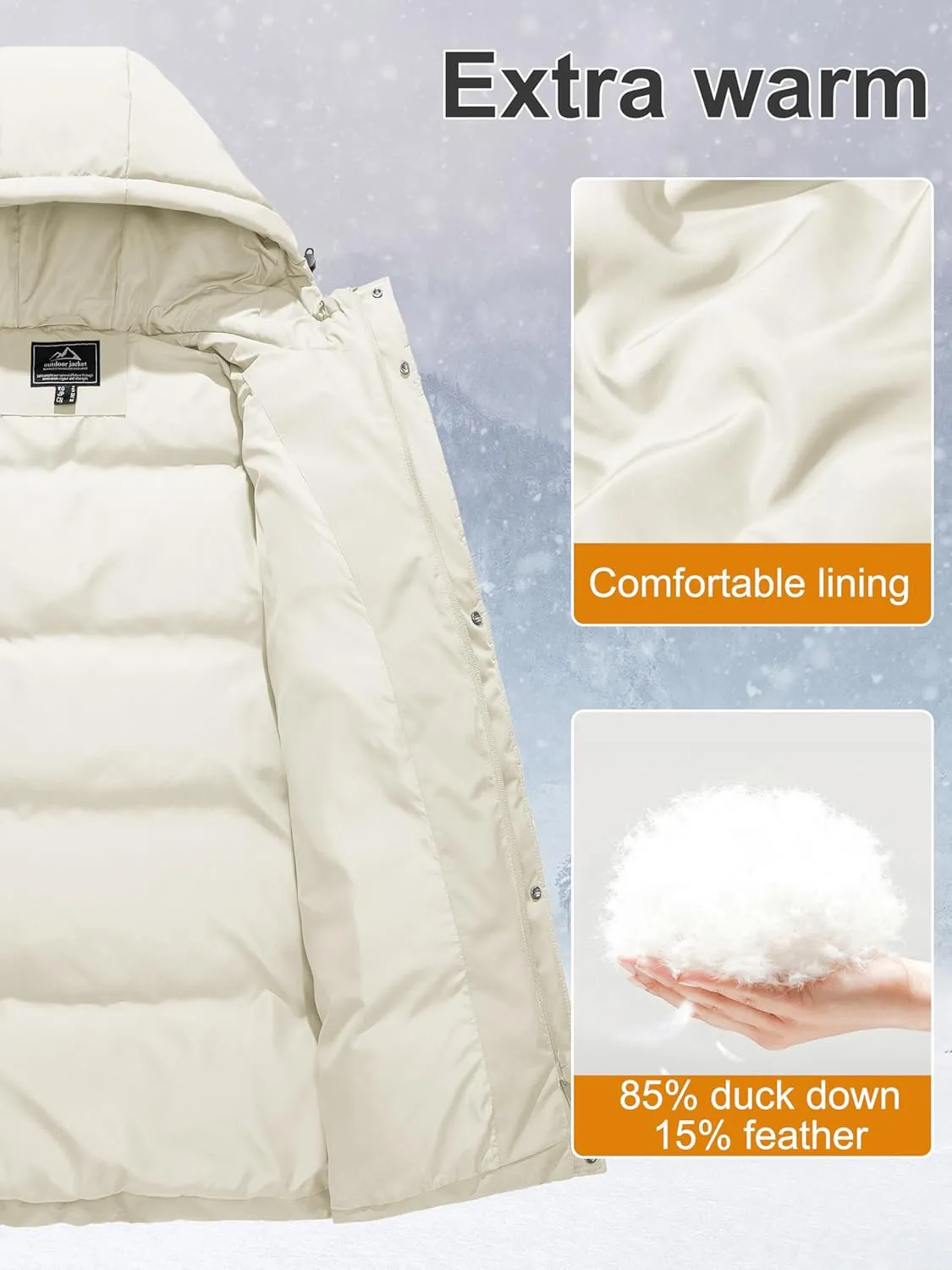MAGCOMSEN Women's Winter Down Puffer Coats with Hood Long Water-Resistant Padded Warm Jackets Fashion Outerwear