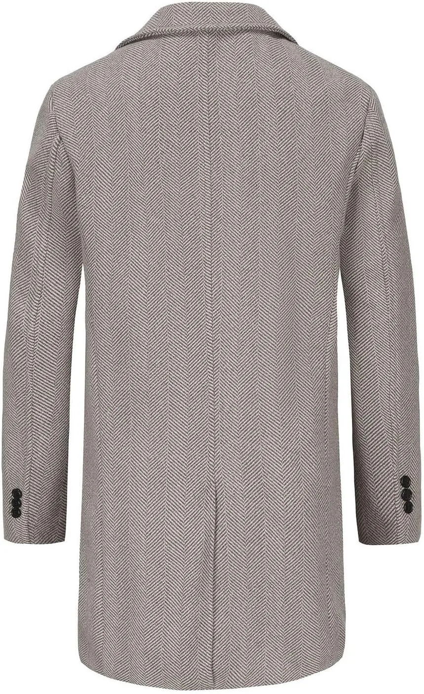 Man's Double Breasted Trench Coat Oversized Casual Windbreaker Lapel Long Jacket Overcoat Notched Lapel Collar Coats