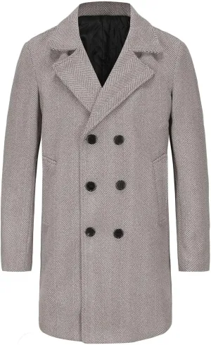 Man's Double Breasted Trench Coat Oversized Casual Windbreaker Lapel Long Jacket Overcoat Notched Lapel Collar Coats