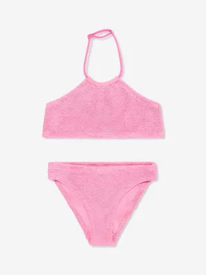 MC2 Saint Barth Girls Crinkle Halter Bikini in Pink