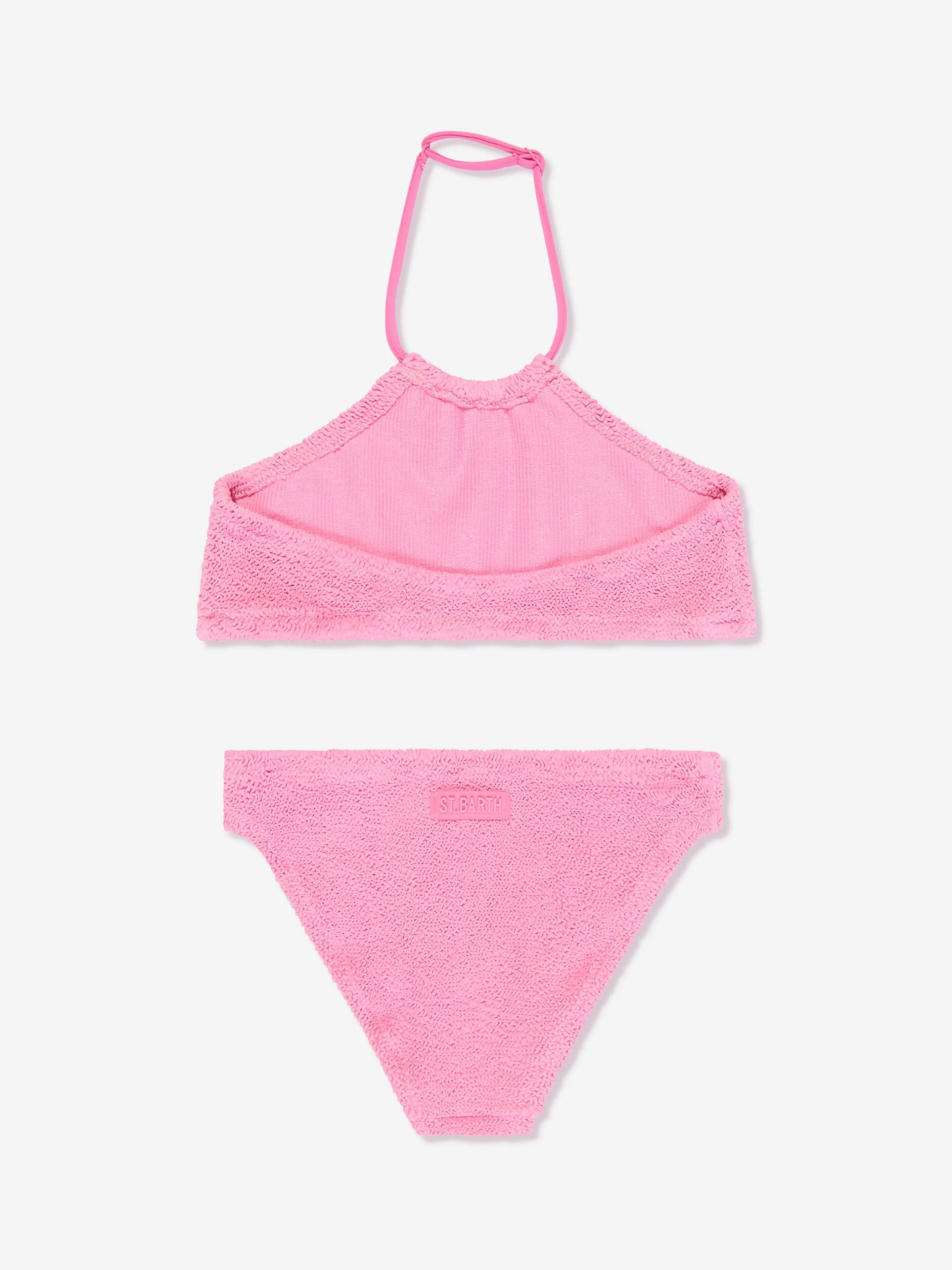 MC2 Saint Barth Girls Crinkle Halter Bikini in Pink